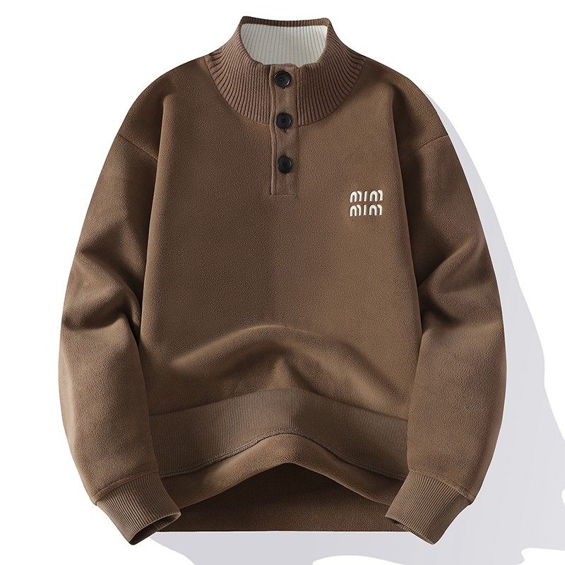 半高领卫衣男款秋冬季加绒加厚打底衫上衣男士三粒扣奥粒绒内衣服,运动服/休闲服装,跑步套装,淘宝优惠券,粉丝福利购,淘宝优惠卷