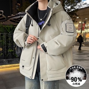 工装风羽绒服男冬季爆款2025新款高级感外套男潮牌帅气加厚防寒服