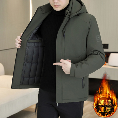 棉衣男款冬季2025新款加厚棉服工装潮牌青年连帽外套冬装防寒棉袄