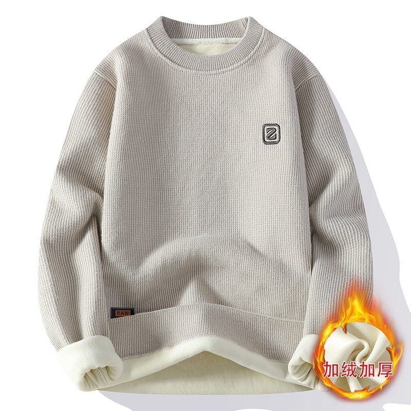 秋冬季圆领毛衣男士潮牌百搭上衣保暖一体加绒加厚卫衣内搭打底衫,运动服/休闲服装,跑步套装,淘宝优惠券,粉丝福利购,淘宝优惠卷