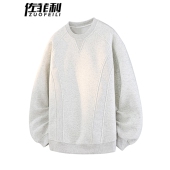 风长袖 重磅圆领套头上衣服美式 T恤 2026新款 结构分割卫衣男春秋季