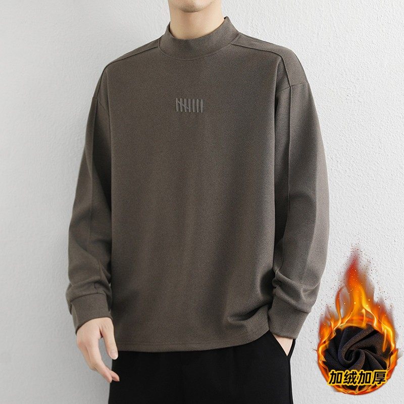 双面德绒半高领打底衫男秋冬季加厚保暖上衣服法兰绒长袖t恤内搭,运动服/休闲服装,跑步套装,淘宝优惠券,粉丝福利购,淘宝优惠卷