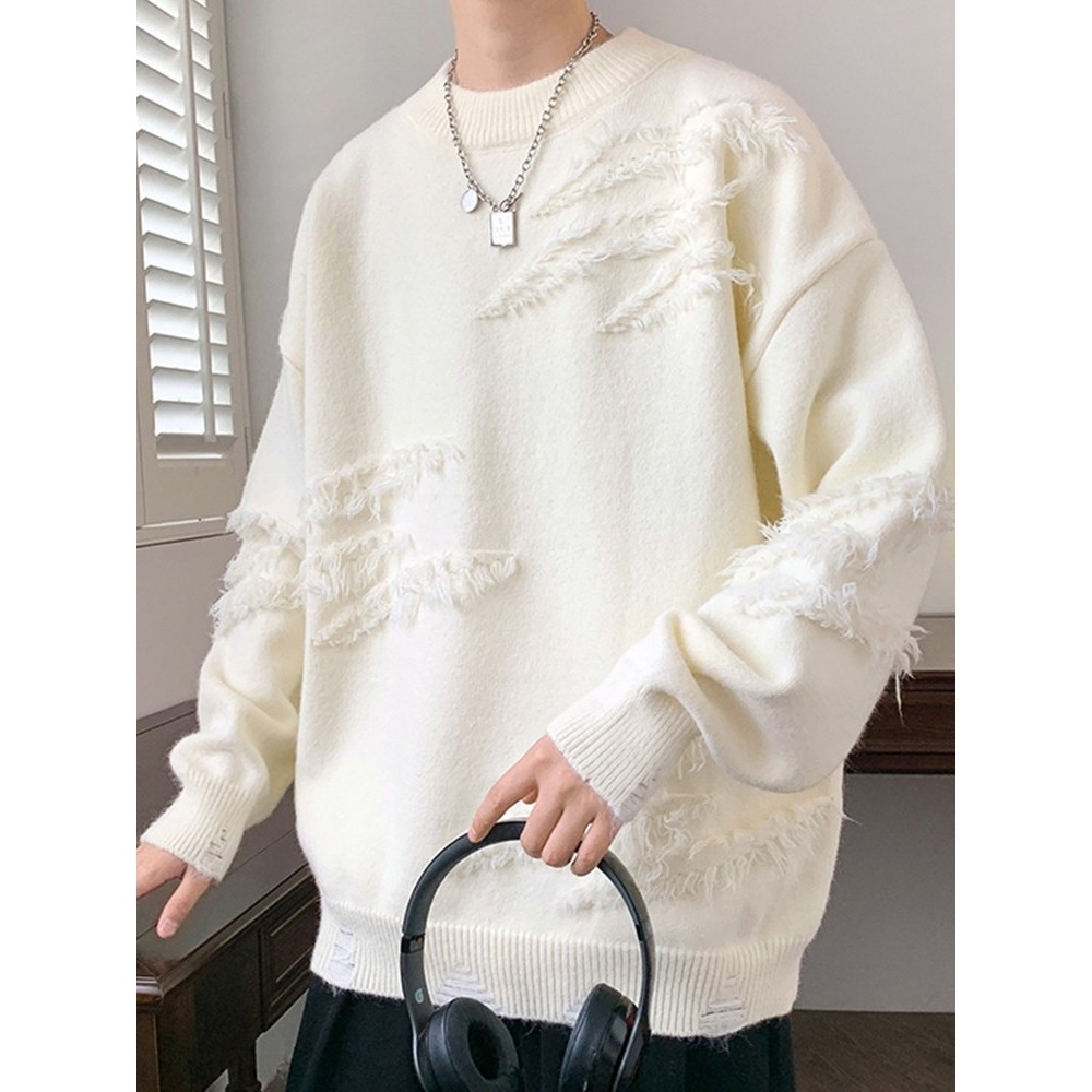 个性圆领毛衣男秋冬季加绒加厚宽松针织衫男日系复古慵懒线衣外套,户外/登山/野营/旅行用品,作训外套/套装/野战套装,淘宝优惠券,粉丝福利购,淘宝优惠卷