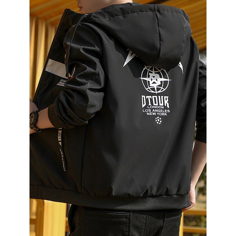 2026春秋季新款潮流男士连帽工装夹克外套夹克衫夏季薄款褂子男装