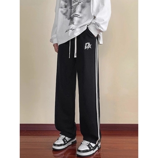 秋冬季青少年男裤子2025新款潮牌高中初中学生宽松加绒加厚运动裤