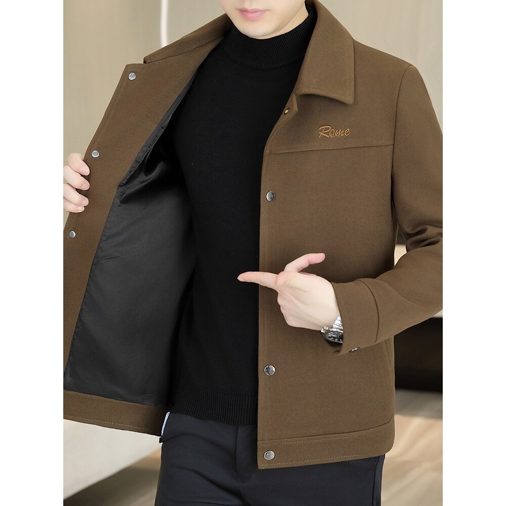 外套男秋季夹克潮流翻领上衣男装2026新款春装休闲高端工装茄克衫