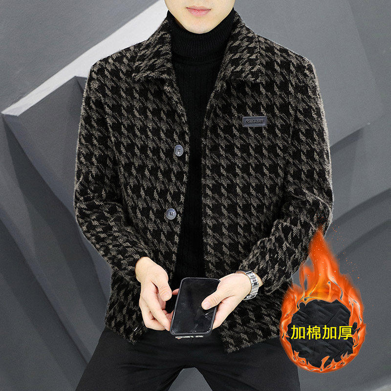 秋冬季金貂绒夹克男士潮流修身加厚加棉外套痞帅休闲短款呢子风衣