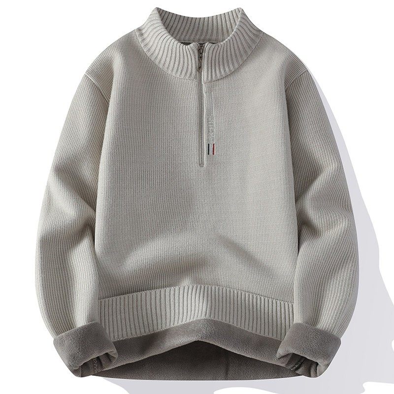 半拉链毛衣男士秋冬季宽松潮牌中领线衣服加绒加厚男装打底针织衫,运动服/休闲服装,跑步套装,淘宝优惠券,粉丝福利购,淘宝优惠卷