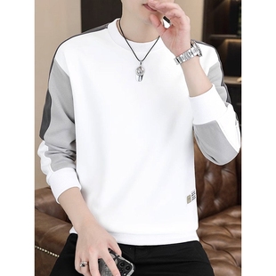 无帽卫衣男春秋季重磅内搭长袖T恤打底衫2025新款百搭春秋装上衣