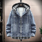 帅气休闲连帽假两件工装 2026年新款 夹克男褂子 春秋款 牛仔外套男士