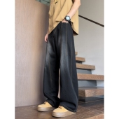 子男生宽松垂感休闲长裤 莱赛尔牛仔裤 复古水洗阔腿裤 美式 男春秋款