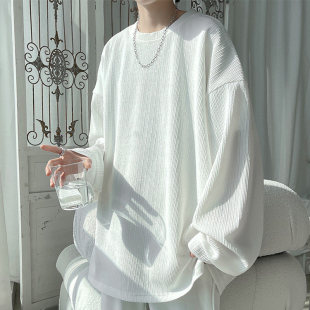 美式长袖T恤男夏季新薄款内搭打底衫2026春秋宽松大码高级感卫衣