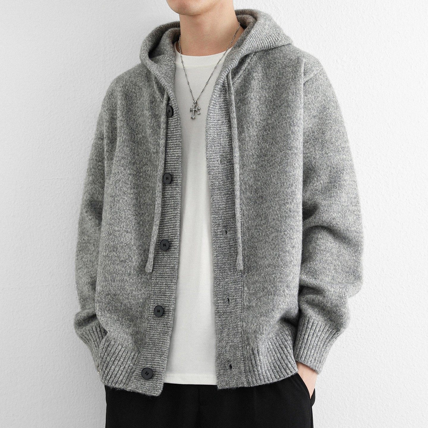 高品质连帽针织开衫男宽松毛衣外套男款秋冬季加厚休闲秋装夹克衫,运动服/休闲服装,跑步套装,淘宝优惠券,粉丝福利购,淘宝优惠卷