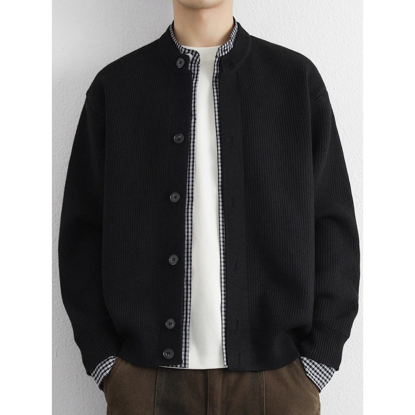 高级感假两件男士外套秋冬季开衫毛衣针织衫休闲百搭帅气潮牌夹克,运动服/休闲服装,跑步套装,淘宝优惠券,粉丝福利购,淘宝优惠卷