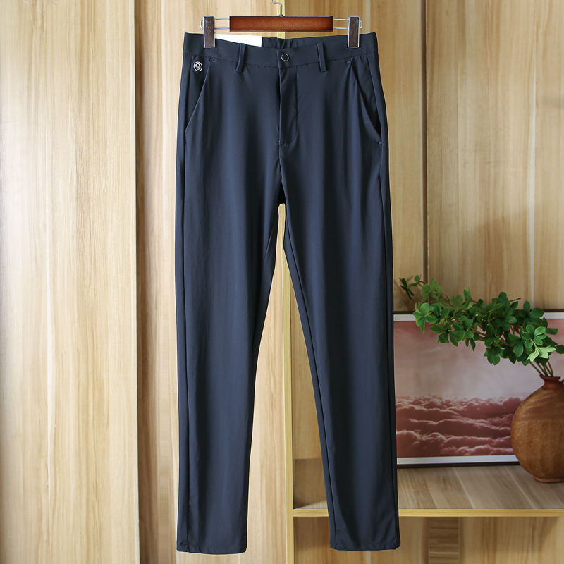 冰氧吧面料!高垂抗皱!夏季薄款男士高端四面弹商务小直筒休闲裤