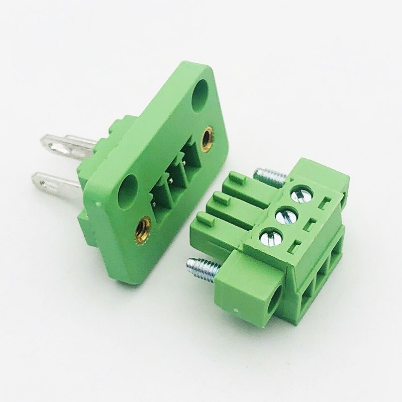 穿墙式接线端子15EDGWB-3.81mm带面板插拔式螺丝固定焊PCB连接器