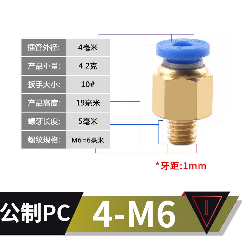 公制螺纹气管快速接头模具水嘴气动快插接头PC8-M8/M10/M12粗牙