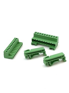 轨道新款式导轨式接排固定连接器盘绿色铜电线端子连对插4P5P10P