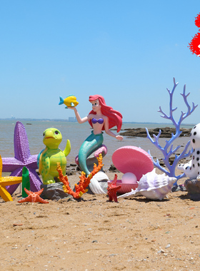 艺家乡玻璃钢摆件海洋美人鱼雕塑