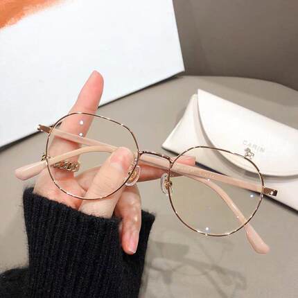 小红书同款近视散光眼镜防蓝光奶咖眼镜女多边形眼镜框网红颜值款