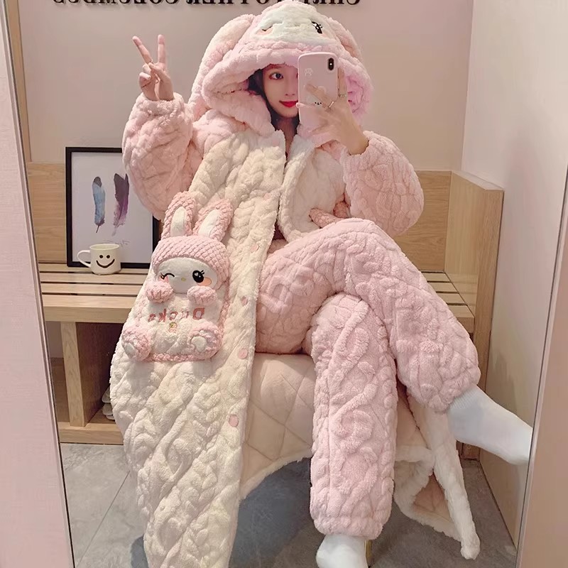 德国睡衣女冬季珊瑚绒长袖加厚