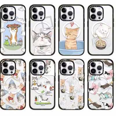 CASE联名可爱咖啡调皮小猫咪iPhone16promax适用于苹果15pro手机壳14保护套13防摔12Magsfae磁吸华强北定制11