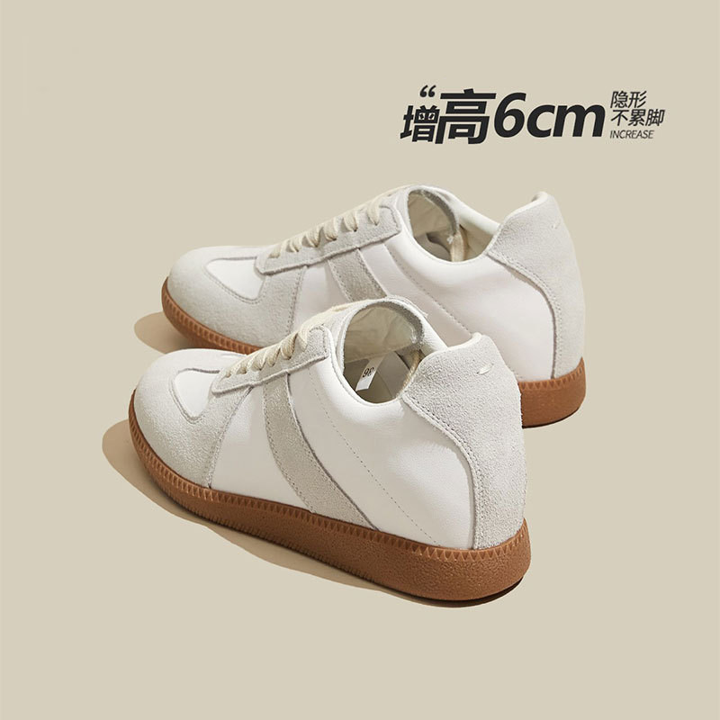 全牛皮内增高德训鞋女鞋子2026春季新款百搭软底轻便休闲阿甘板鞋