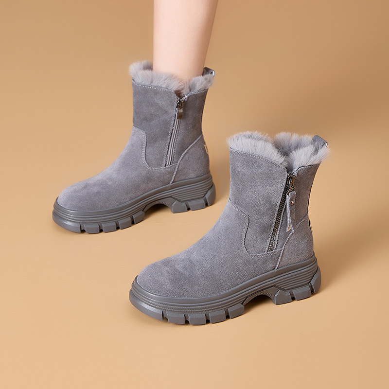 雪地靴女2025新款冬季厚棉保暖短靴休闲加绒户外棉靴真皮高帮女靴,女鞋,时尚雪地靴,淘宝优惠券,粉丝福利购,淘宝优惠卷
