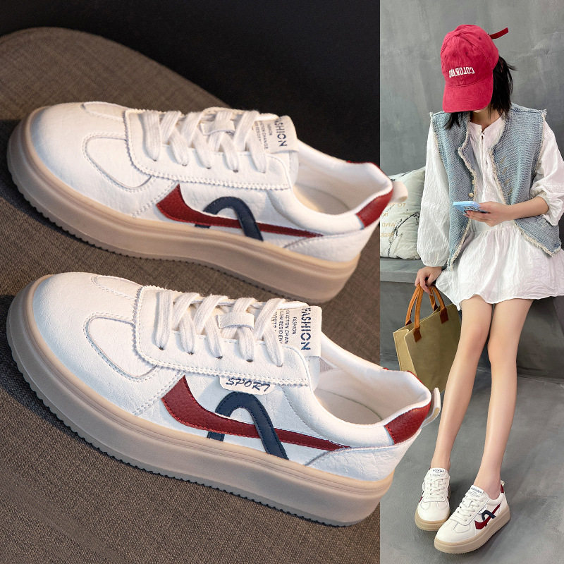 真皮小白鞋女2026春夏新款透气德训女鞋爆款厚底运动休闲女款板鞋