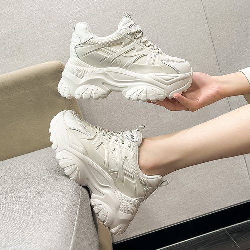 真皮内增高女鞋厚底ins潮