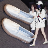 全牛皮小白鞋 春夏秋透气软底休闲妈妈鞋 女2026新款 孕妇护士乐福鞋