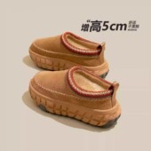 民族风厚底轮胎底加绒一脚蹬棉鞋 增高5CM雪地靴女2025秋冬季 新款