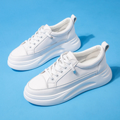 真皮小白鞋 内增高百搭 厚底加绒一脚蹬高帮板鞋 女2025年新款 秋冬季