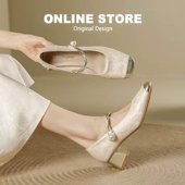 高跟鞋 气质方头玛丽珍单鞋 一字带中国风皮鞋 法式 女2026夏秋季 爆款