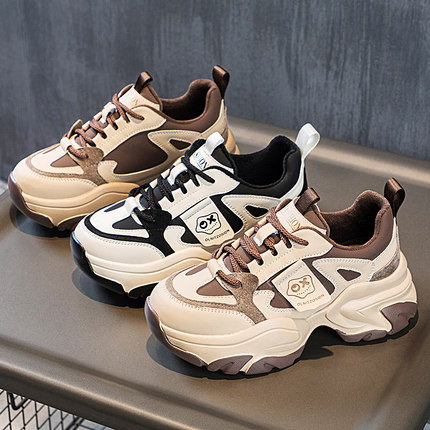 百搭厚底老爹鞋女2025秋冬季新款5CM增高时尚休闲加绒爆款运动鞋