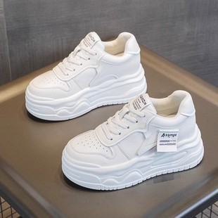 厚底休闲百搭加绒板鞋 增高7.5CM小白鞋 爆款 松糕鞋 女2025秋冬新款