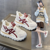 厚底8CM阿甘鞋 百搭内增高小白鞋 女2026年秋冬新款 休闲运动德训鞋