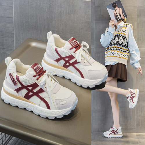 厚底8CM阿甘鞋女2025年秋冬新款休闲运动德训鞋百搭内增高小白鞋