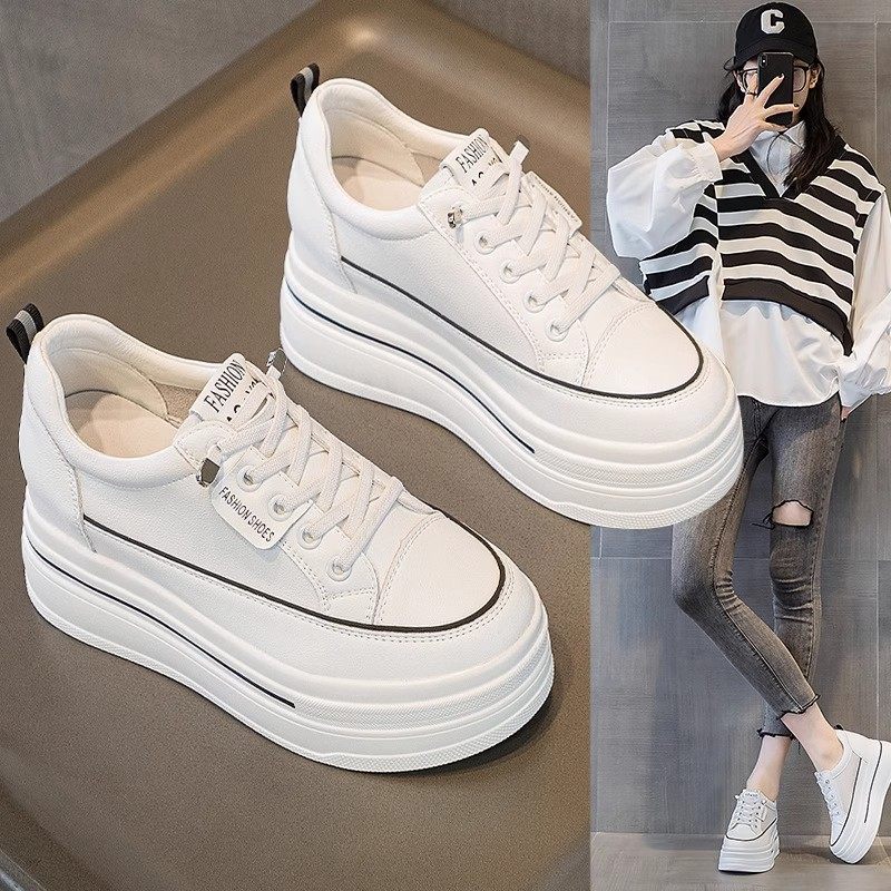 内增高8CM小白鞋女2026年春季新款厚底小个子百搭网面休闲运动鞋