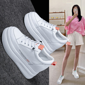 透气真皮厚底10CM百搭踩屎感女鞋 内增高网面小白鞋 女2026春夏新款