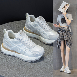 增高7CM德训鞋女2025新款秋冬季加绒休闲运动爆款百搭阿甘小白鞋