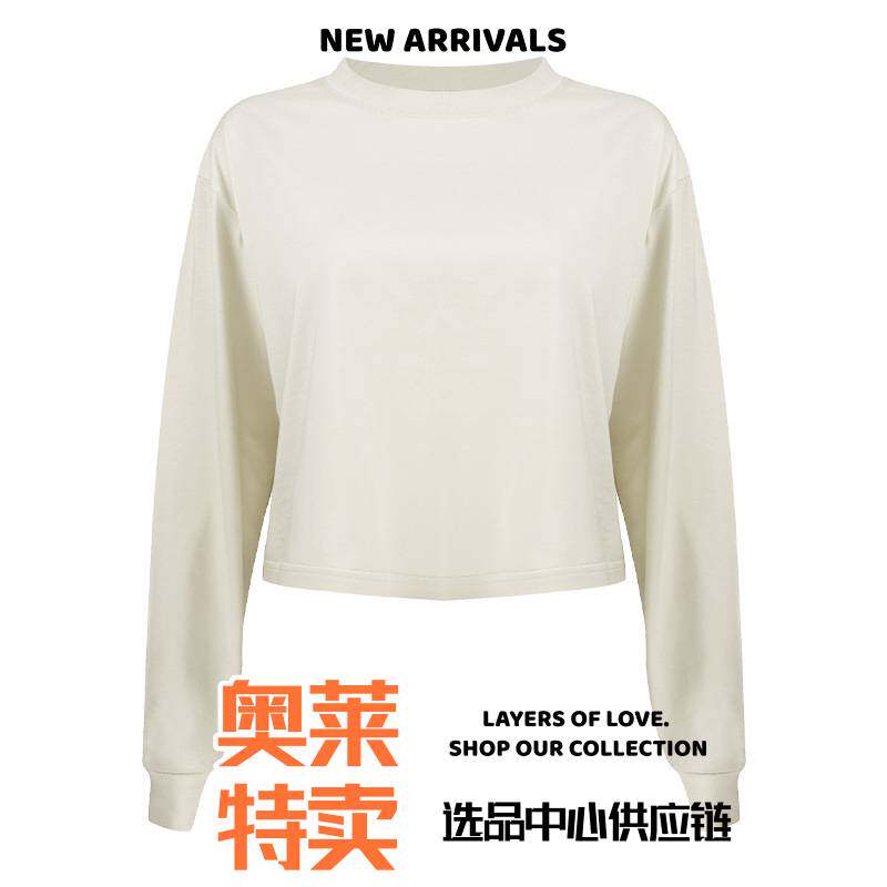 初之雯安全裤春款瑜伽服女宽松休闲短款恤运动健身长袖上衣罩衫