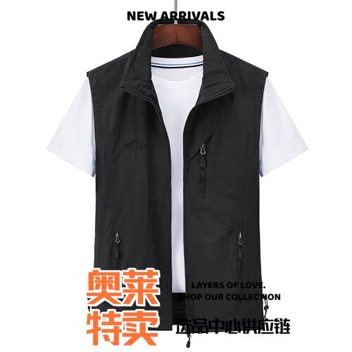 四季款户外速干马甲休闲摄影钓鱼多口袋背心外套工装大码马夹