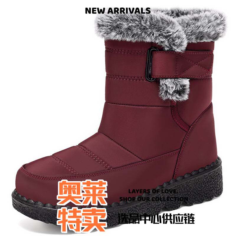 晋江鞋业休闲鞋锦世源丨冬季棉鞋女大码棉鞋加工加绒加厚高筒靴雪