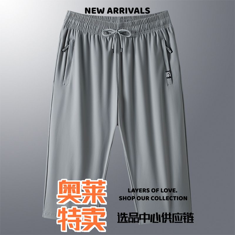 太仓华利安冲锋夏季休闲裤七分裤男速干中裤运动裤冰丝加肥加大码