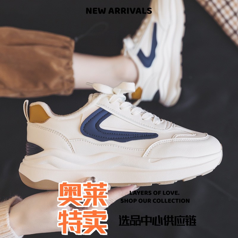 东莞透气网面鞋女情侣鞋秋季皮面小白鞋女潮流运动鞋学生休闲旅游