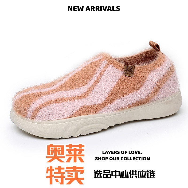 晋江合成鞋业运动鞋秋季新款鞋子女拼色毛绒休闲日常单鞋软底舒适