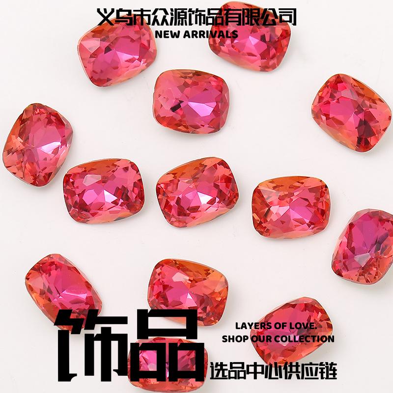 义乌市众源饰品美甲枕头钻饰品网红长方圆角尖底异形钻粉指甲装饰
