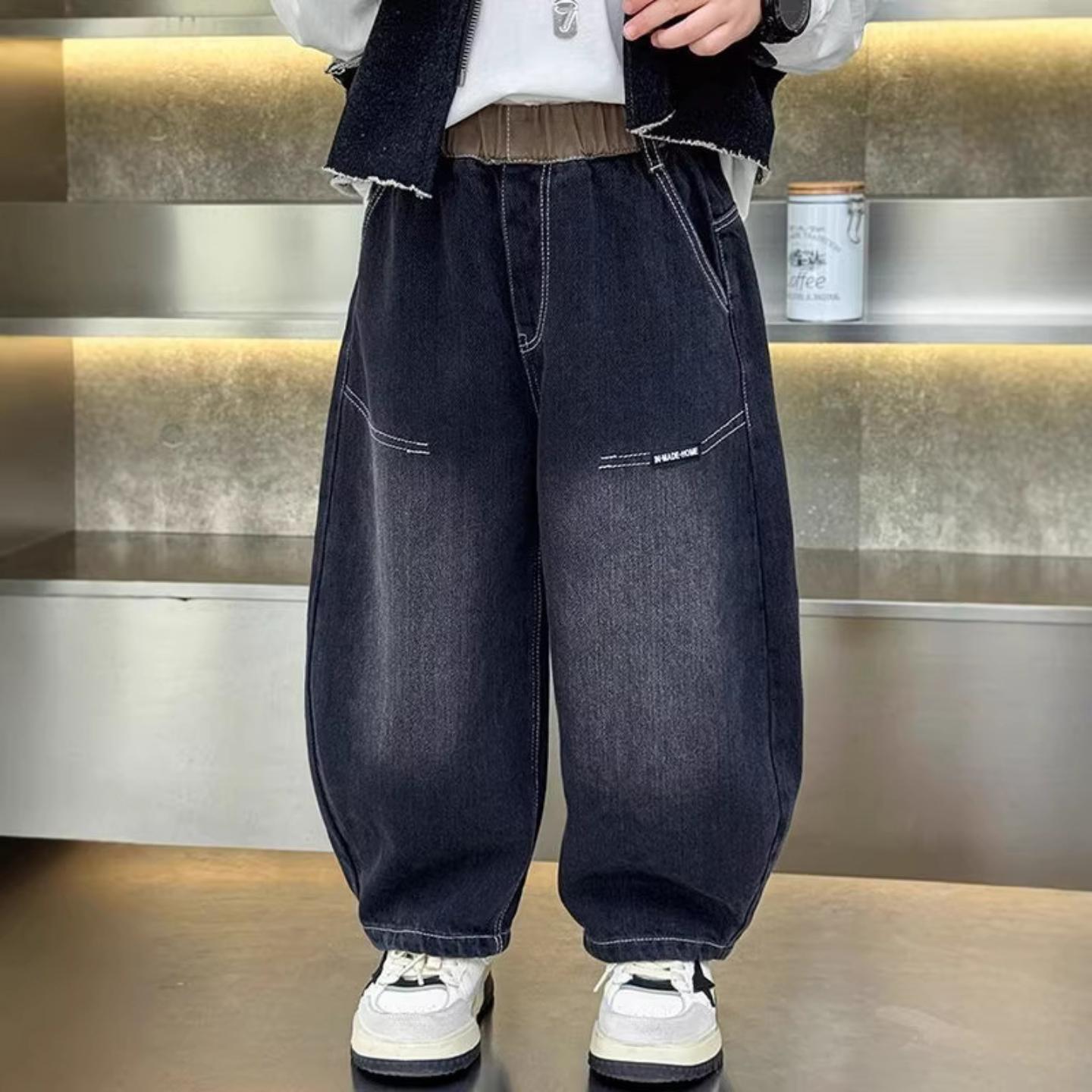 男童牛仔裤2026新款长裤儿童春秋冬装韩版加绒裤子宝宝休闲弯刀裤