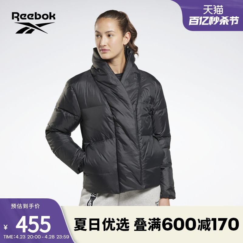 Reebok锐步官方2022女子JACKET经典运动休闲黑色短款羽绒服H